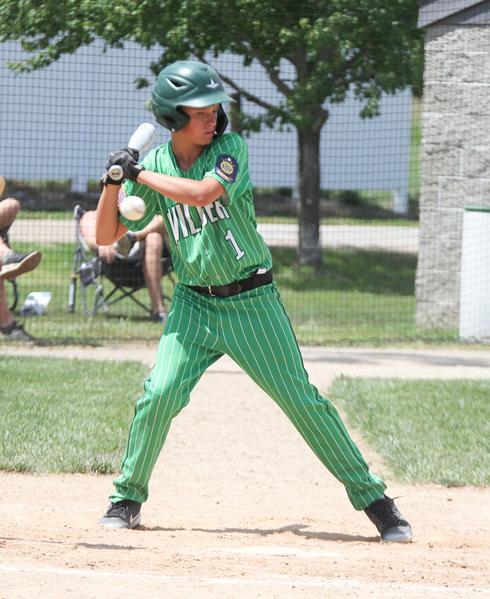 Wilber's Garrett Radcliff watches a high pitch go past in June 30's game against Crete.