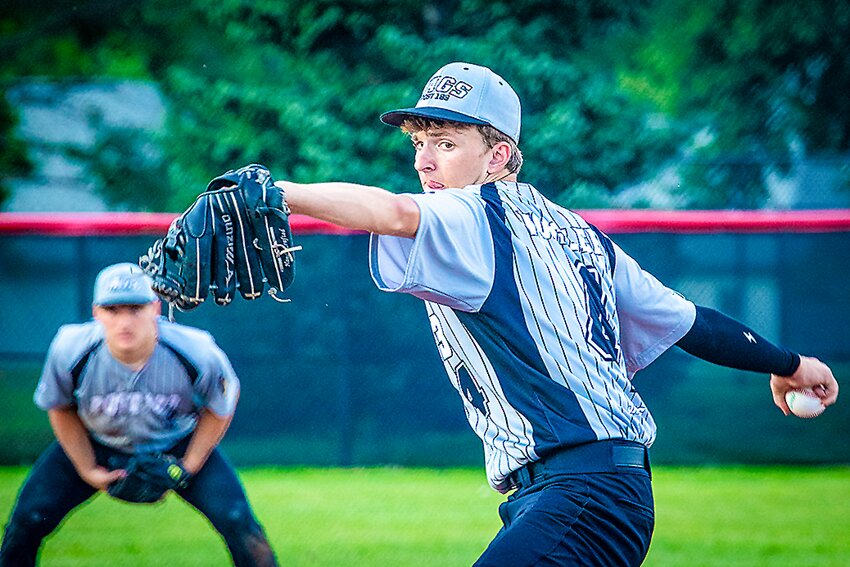 Mason Vossler of Friend delivers a pitch against Geneva July 5.