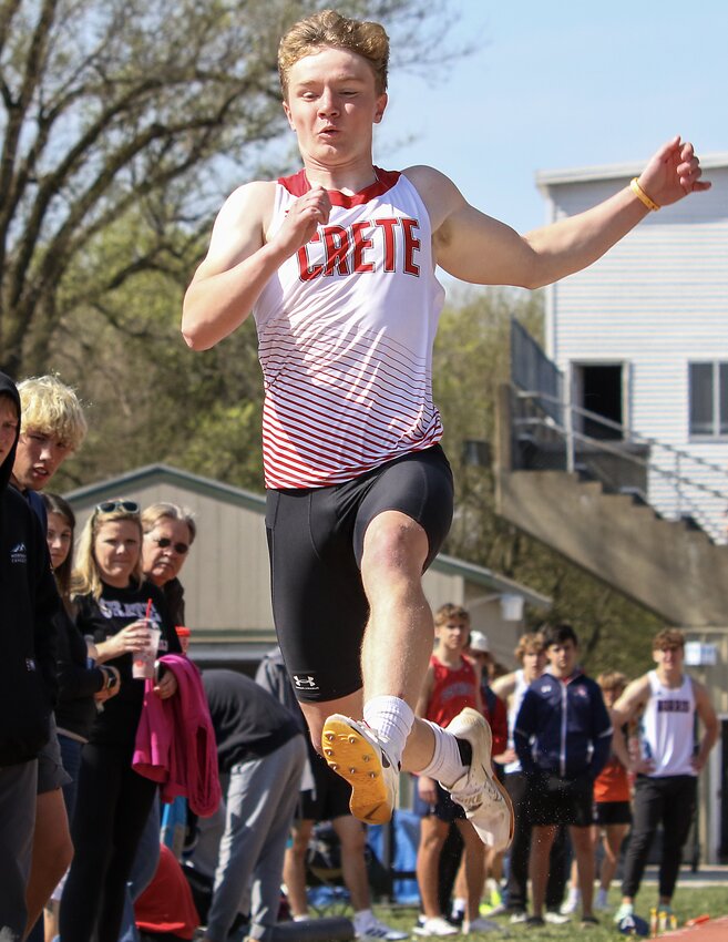 Michael Willey of Crete recently won the boys long jump at the Night of the Stars meet at Nebraska Wesleyan on June 3 with a jump of 22-1.