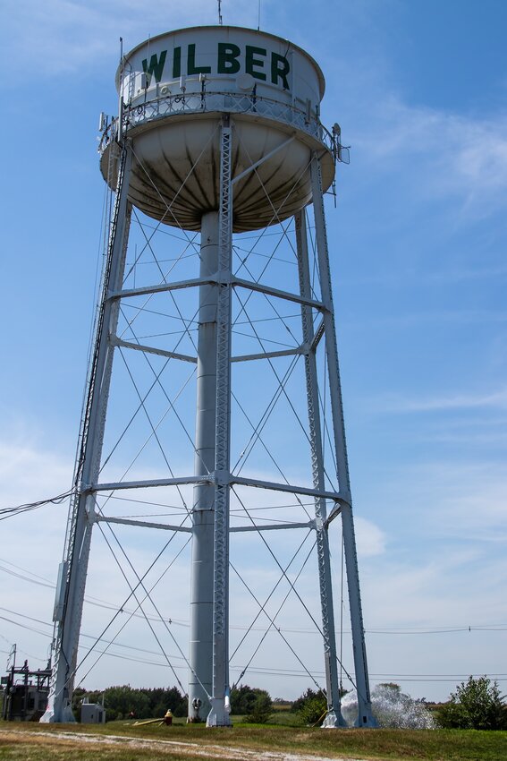 On Aug. 22 the Wilber water tower is in the process of systematically being drained to a lower water level in order to be cleaned and repainted. Although the lower water level is necessary,  temporary lawn watering restrictions are in place.