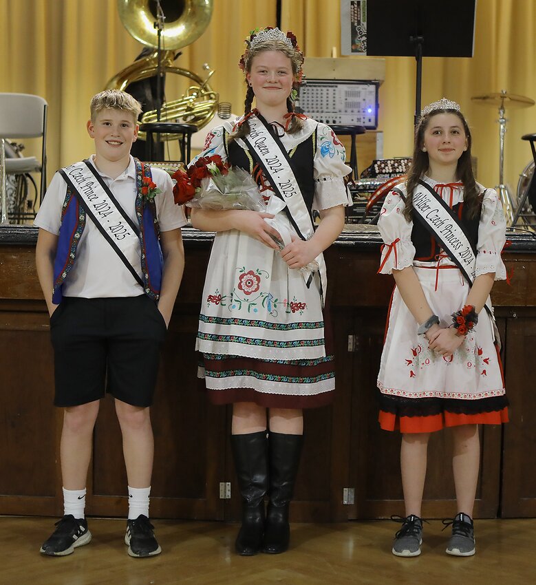 The 2024-2025 Wilber Czech royalty are Prince Gavin Pospisil of Wilber, left, Queen Mackenzie Anthony of Clatonia, center, and Princess Brynlee Burns of Wilber.