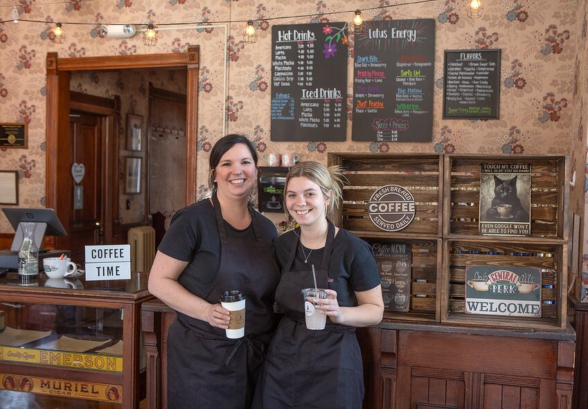 Owner Melissa Smith and one of her daughters, Wilber-Clatonia senior Kylee Adams, pose for a photo during the Ambition Coffee Company