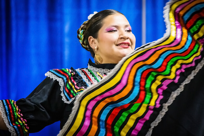 Lili Gervacio of Lincoln performed with the Grupo Folklorio with Sangre Azteca at the Galaxy of the Stars Talent Search on July 17 at the Saline County Fair.