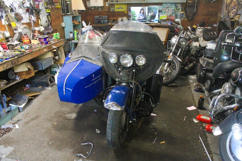 Allen has been collecting motorcycles and old cars and trucks ever since giving up alcohol in 1982. Pictured is one of Smith's old motorcycles.