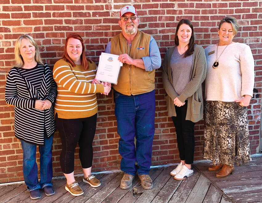Left to right: Denise Haskamp (Vice President of the Board for FMS), Lacie Ogden (chair of promotions committee for FMS), Randy (MFA representative), Cana Conrow (executive director for FMS), and Deanna Cooper (President of the Board for FMS).