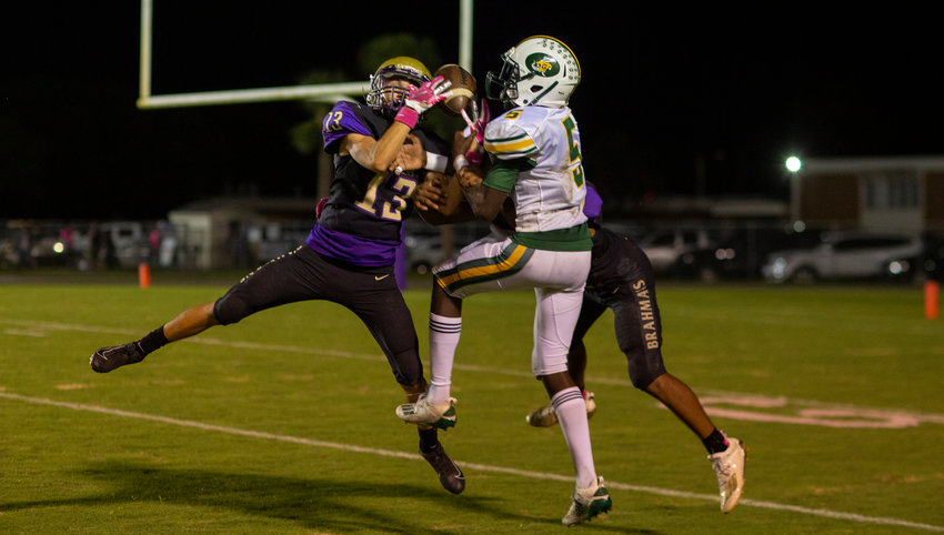 OHS senior Joshua Suarez breaks up a Glades Day pass near the end of the second quarter. Suarez would get an interception in the third quarter.