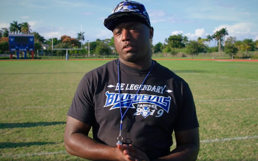 Emmanuel Hendrix in Fourth and Forever, a docu-series streaming on CurisoityStream which followed both Pahokee ad Glades Central through their 2019 season.