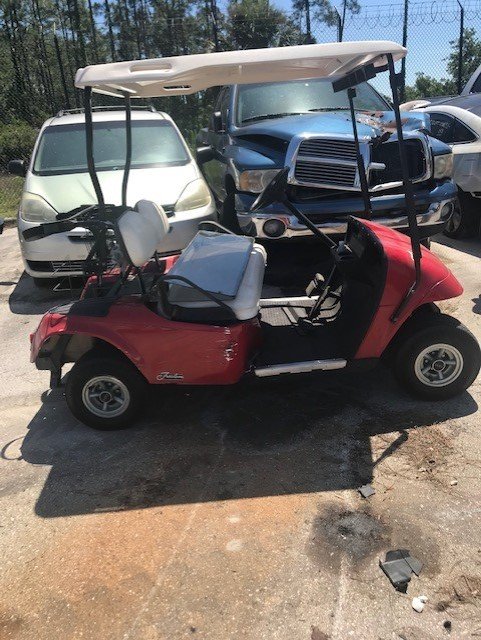 After an April 2020 accident involving a golf cart, the driver of a Dodge Journey fled the scene.