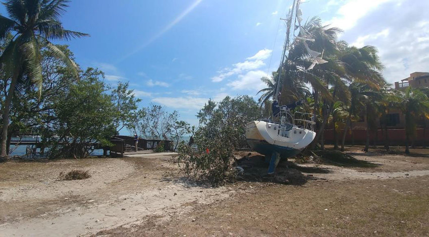 Marooned boat in Coconut Grove after Hurricane Irma in 2017.