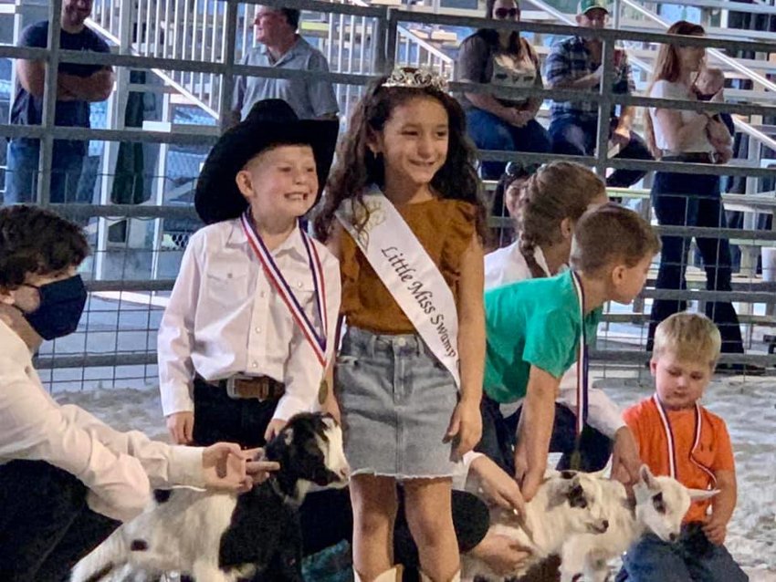 LABELLE -- 2022 Little Miss Swamp Cabbage Sophia Yzaguirre helped hand out awards at the PeeWee Goat Show and the Goat Show, part of the LaBelle Youth Livestock Show, on Feb. 17.