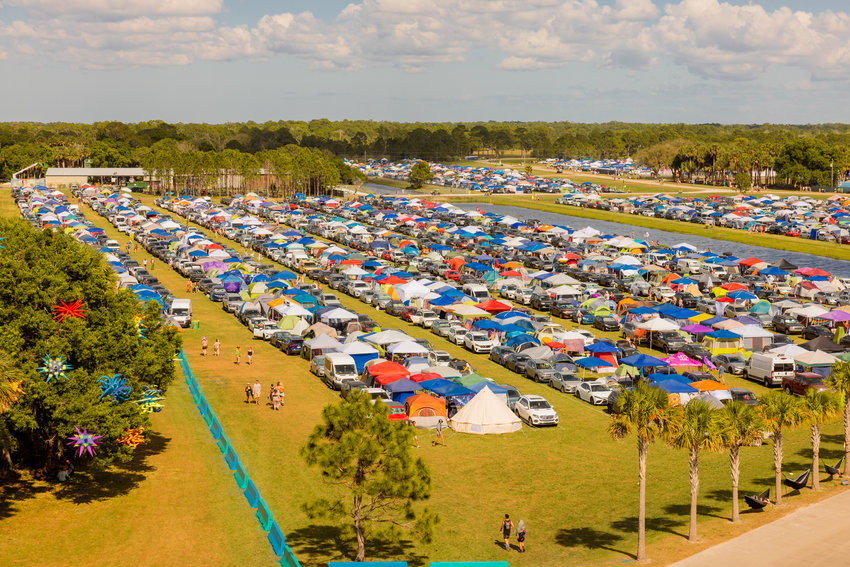 Okeechobee Music Festival fans camp at Sunshine Grove.