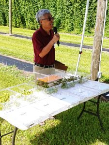Zhanao Deng, a UF/IFAS professor of environmental horticulture, speaks at the Hops Field Day on June 2 at the Gulf Coast Research and Education Center.