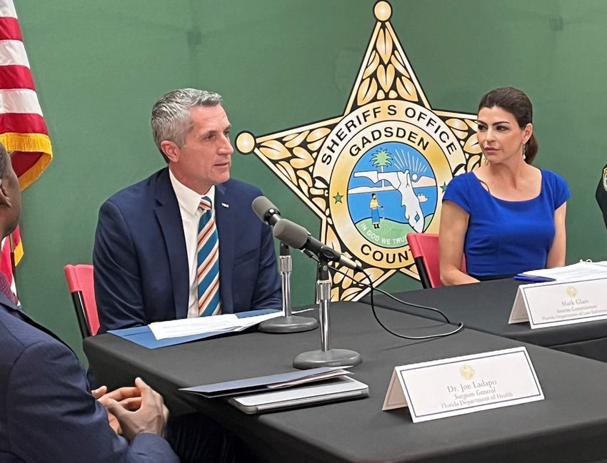 FDLE Acting Commissioner Mark Glass and First Lady Casey DeSantis.
