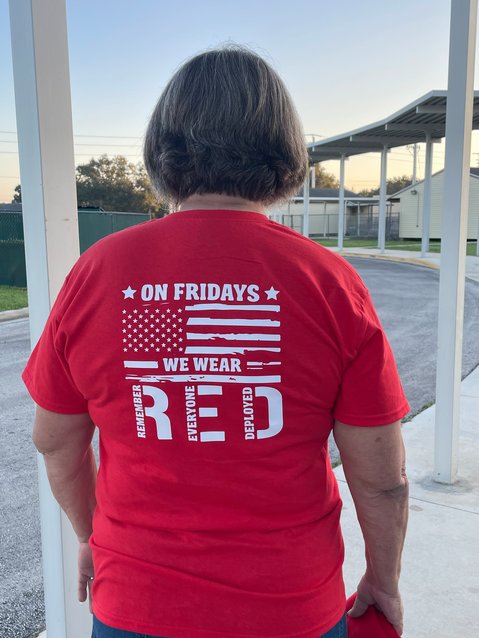 On Fridays, we wear red to help us remember to Remember Everyone Deployed.