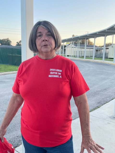 Cheryl Benoit, whose husband Jim is the commander of Post 200, made a t-shirt for each of the 74 children who ride the bus.