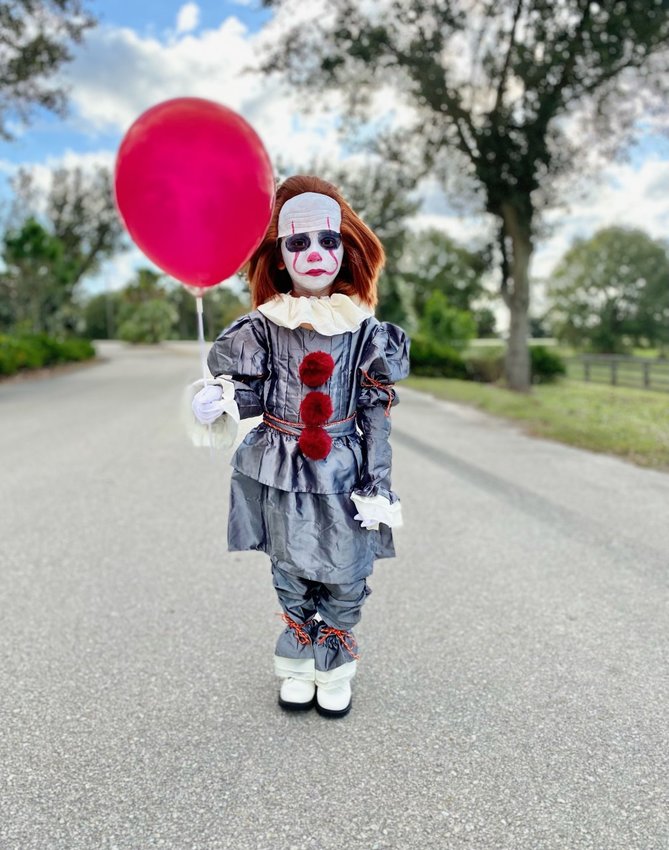 Five-year-old Amarhi, of Okeechobee, dressed as IT from the IT films.