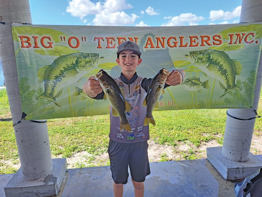 Second Place in the 9-13 age group went to Devin Diehl with 12.82 lbs and a Big Fish of 5.49 lbs.. [Photo courtesy Big O Teen Anglers]