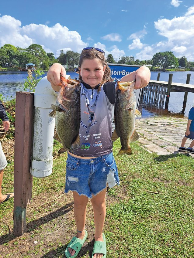 Coming in third in the 9-13 age group was Baylee Stephens with 12.02 lbs. [Photo courtesy Big O Teen Anglers]