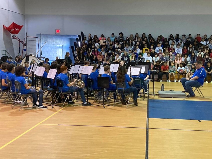 Osceola Middle School band performs at the Veterans' Day assembly.