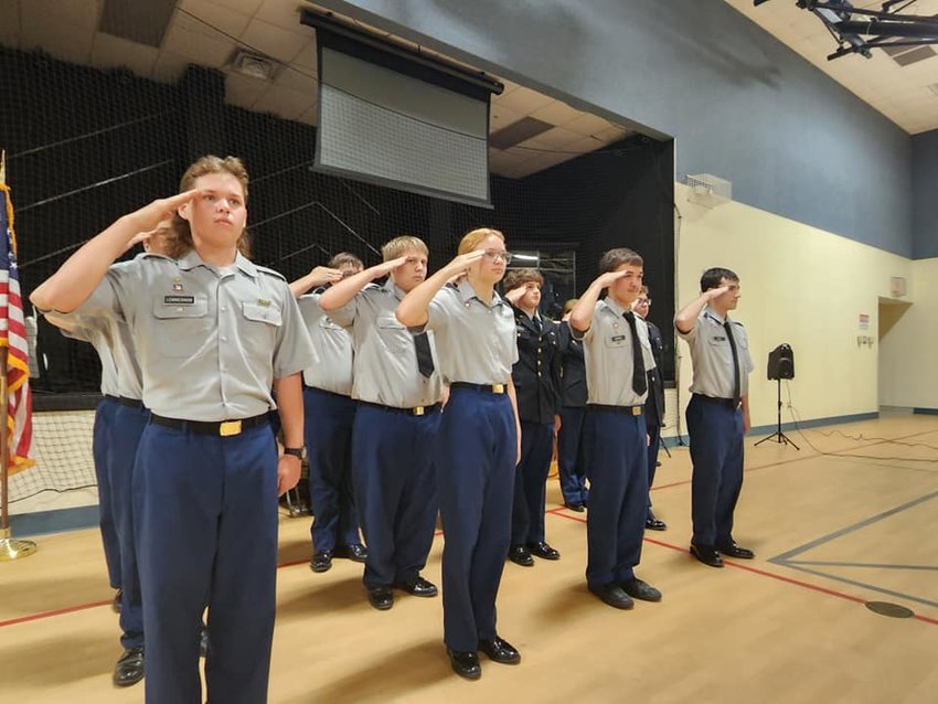 At the Okeechobee Freshman Campus, the JROTC participated in the Veterans' Day assembly.