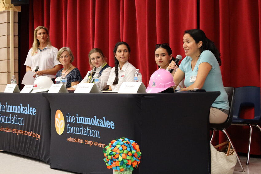 Engineering and construction management Career Panel speakers present to Immokalee Foundation middle school students