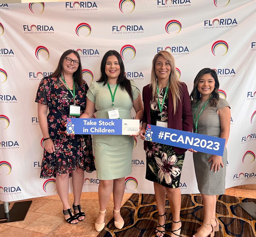 Amber Barr, Paulina Magaña, Noemi Y. Perez, and Yaresly Gorosquieta at Florida College Access Network’s Engage and Empower Summit in Tampa