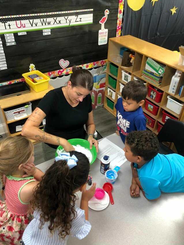 Students at Rock Solid Christian Academy learn about slime during summer school.