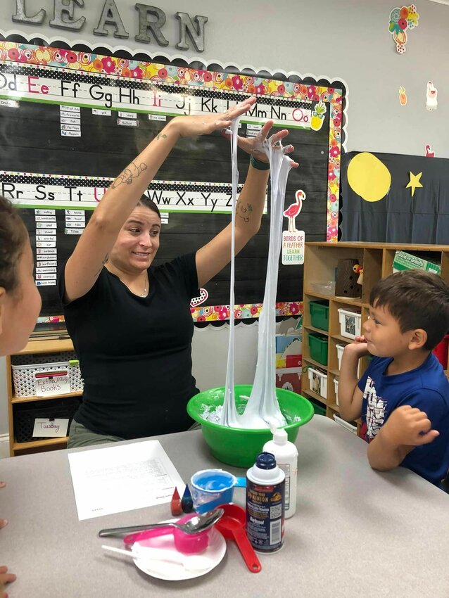 Students at Rock Solid Christian Academy learn about slime during summer school.