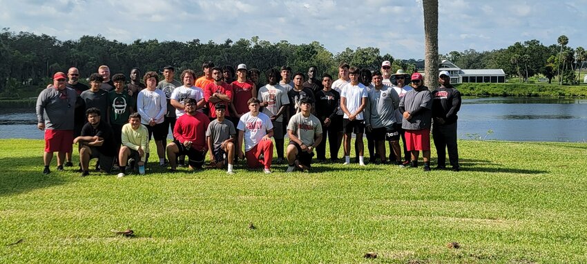 The LaBelle Cowboys at their 2023 Brotherhood Camp. [Photo courtesy of LaBelle Football/Lake Okeechobee News]