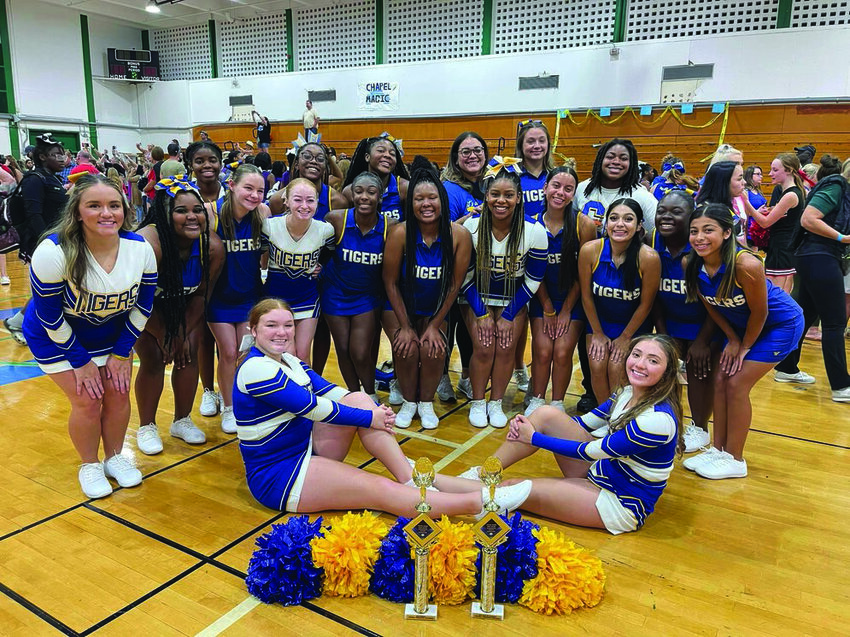 The Clewiston High School cheerleading team won first place in game day routine and second place in camp pyramid routine at the UCA Cheer Camp at USF on July 25. [Photo courtesy of CHS Cheerleading]