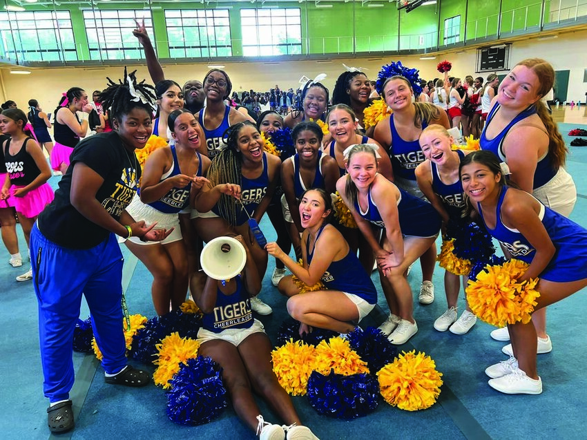 On the final day of the UCA Cheer Camp the Clewiston cheer team members were required to memorize a band chant, a sideline, a cheer, and a dance with stunts incorporated. [Photo courtesy of CHS Cheerleading]