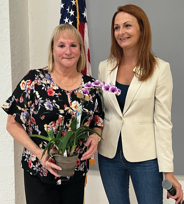 LABELLE -- Chamber of Commerce Director Terri Marsh (left) was honored by Chamber President Jessi Zubaty for her service to the chamber.