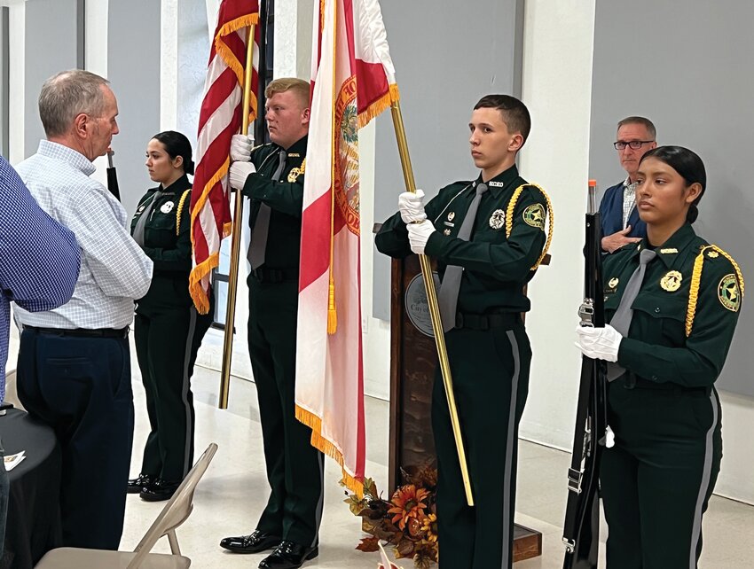 LABELLE -- Hendry County Sheriff's Office Explorer Post 642 provided the Color Guard for the LaBelle Chamber of Commerce Membership Banquet on Oct. 2.