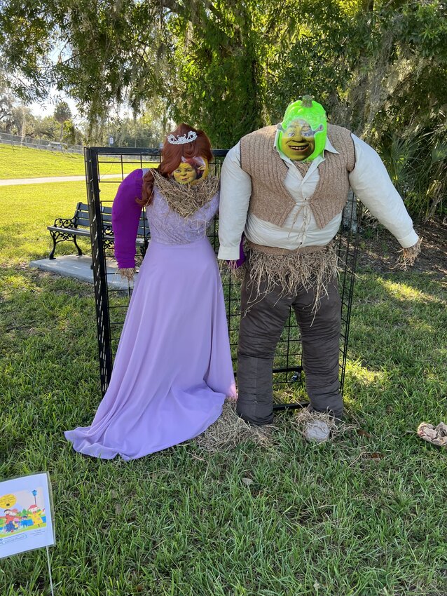 LABELLE -- Scarecrows Fiona and Shrek are in the 2023 Scarecrows on the Wharf competition in LaBelle. [Photo by Katrina Elsken/Caloosa Belle]