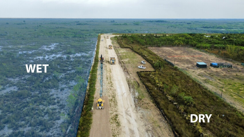 THE EVERGLADES -- A seepage wall protects the 8.5 square mile development area from seepage from Everglades National Park.