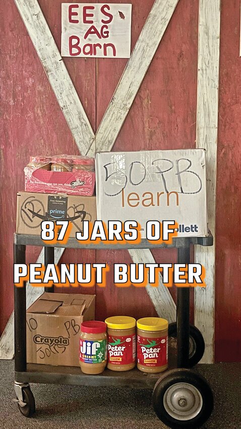 Everglades Elementary Agri Gators 4-H Club collected 87 jars of peanut butter to donate. (Photo courtesy UF/IFAS Extension Office)