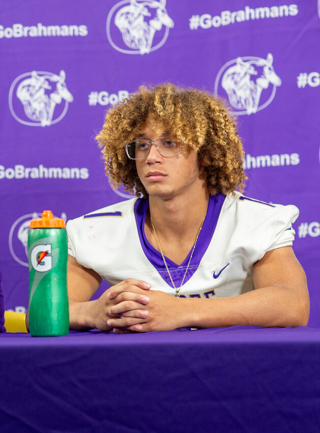 Carriss Johns taking questions on the Brahman's media day.