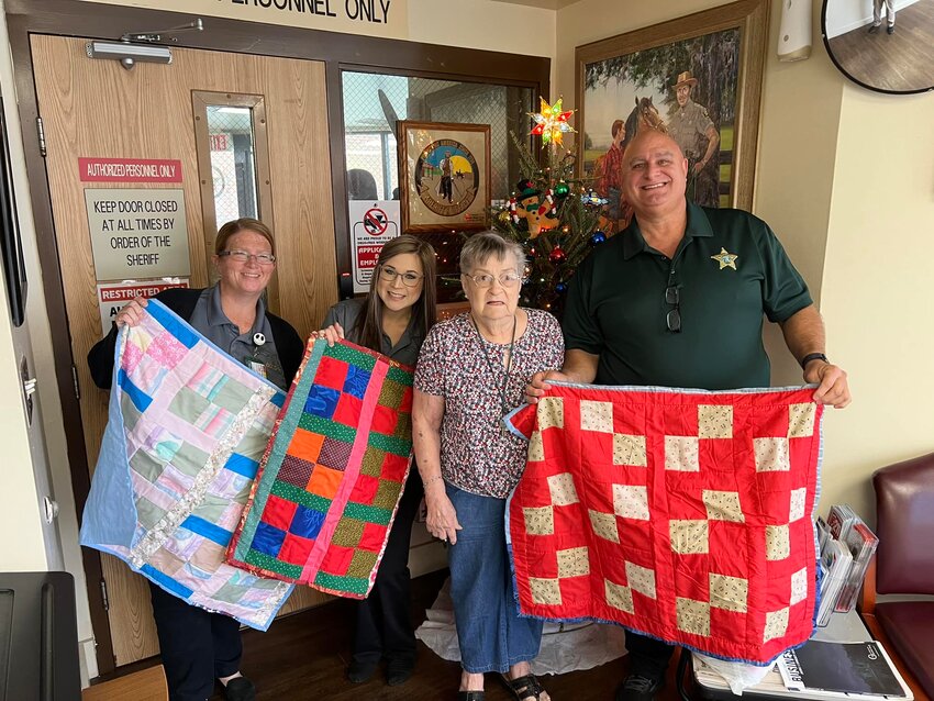 Our Christmas Angel - Miss Frankie, came by yesterday and dropped off her annual Christmas blankets. 
These comfort blankets are given to children on calls where they may need a little smile. 
We thank and love your heart, Miss Frankie!! Merry Christmas.