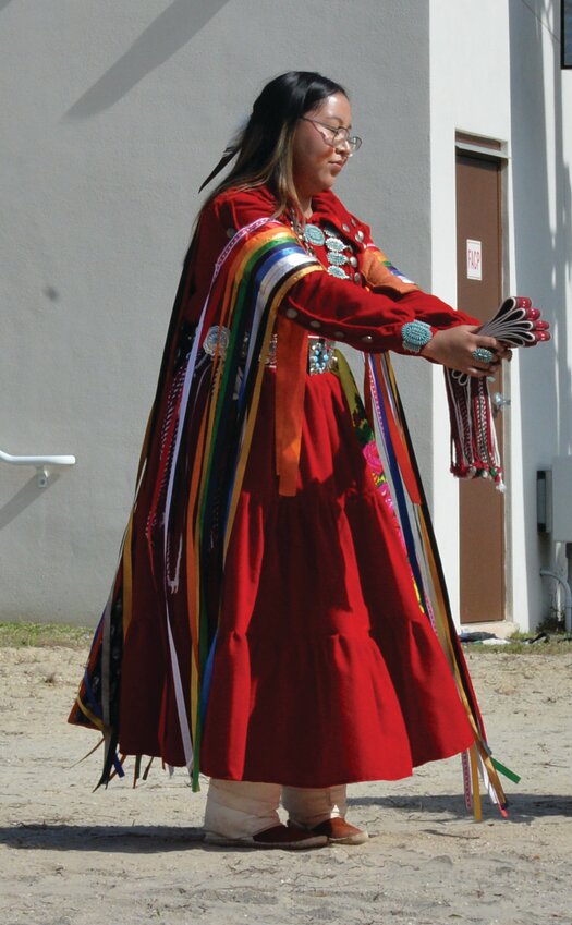 BRIGHTON RESERVATION -- Native American dancers perform at the 2024 Brighton Seminole Field Day Festival. [Photo by Katrina Elsken/Lake Okeechobee News]