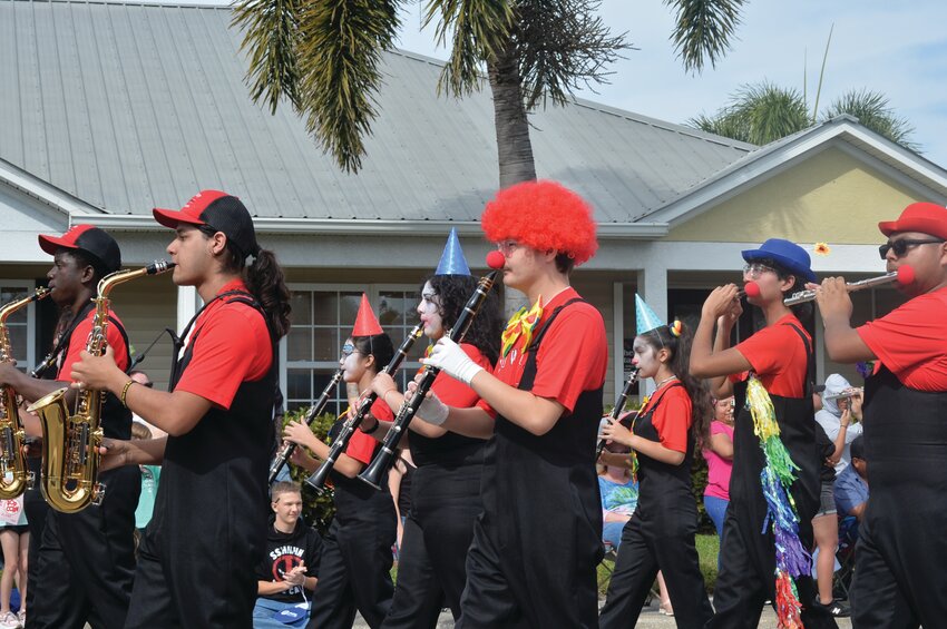 LABELLE -- LaBelle HIgh School Cowboys Marching Band dressed for the "Under the Big Top" theme of the 2024 Swamp Cabbage Festival Parade on Feb. 24. [Photo by Katrina Elsken/Caloosa Belle Independent]