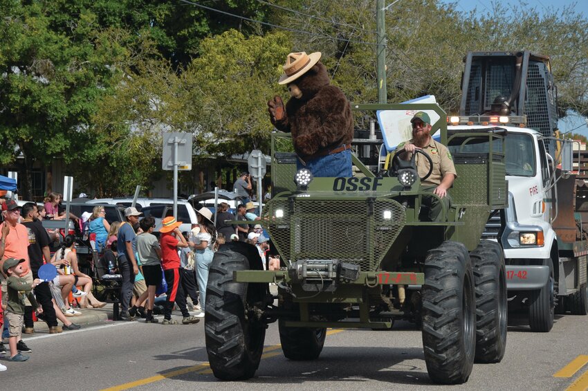 LABELLE -- Smokey Bear was on the Division of Foresty float in the 2024 Swamp Cabbage Festival Parade on Feb. 24 in downtown LaBelle. [Photo by Katrina Elsken/Caloosa Belle Independent]