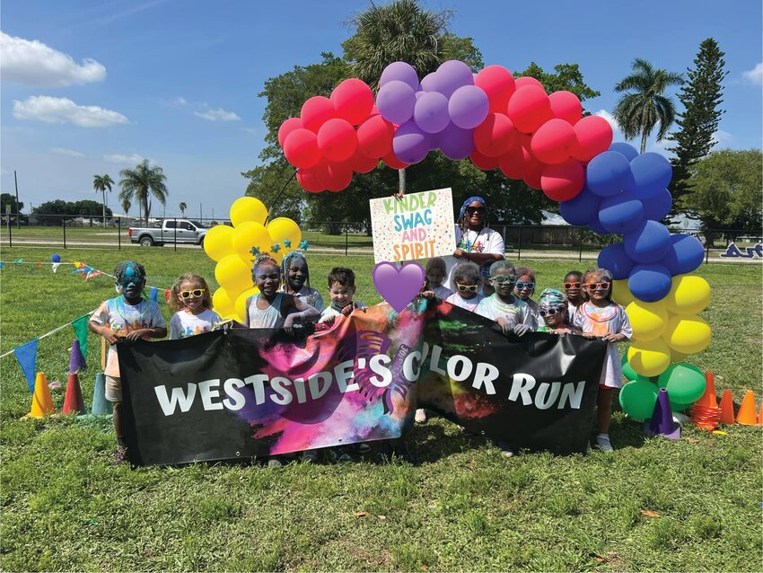 CLEWISTON -- Westside Elementary students enjoyed being doused with colors as they ran through the Color Run on March 14. [Photo courtesy Westside Elementary]