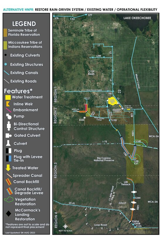 This map shows features for WERP Alternative HNFR. [Map courtesy USACE]