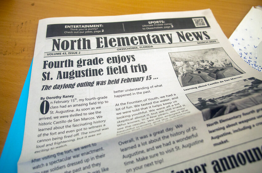 The first edition of the North Elementary News. [Photo by Richard Marion/Lake Okeechobee News]