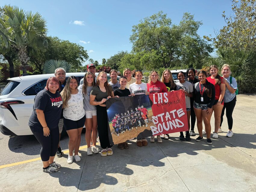 The Cowgirls after their send-off from LaBelle High School. (Photo courtesy LHS/Lake Okeechobee News)