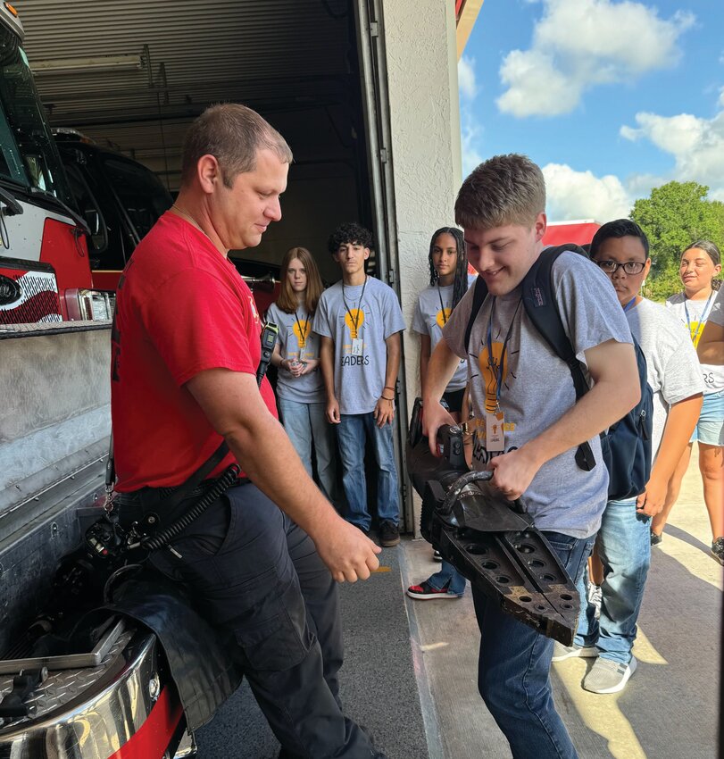 The junior leaders learned about the resiliency and preparation involved in working in public safety from local fire fighters. [Photo courtesy OCED/Lake Okeechobee News)