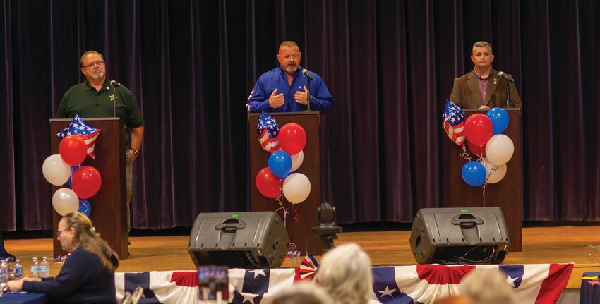 From left to right: Okeechobee County Sheriff Noel Stephen, Steve Weikert, and Jon Folbrecht. [Photo by Richard Marion/Lake Okeechobee News]