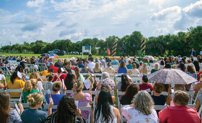 The groundbreaking ceremony at 400 West Ave in Moore Haven had a large turnout. [Photo by Richard Marion/Lake Okeechobee News]