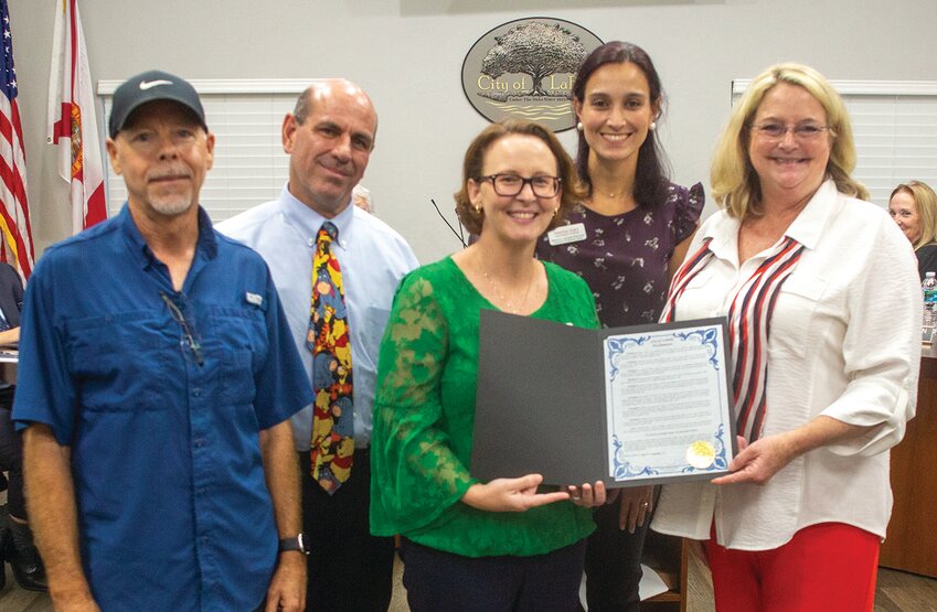 LaBelle Mayor Julie C. Wilkins presents a proclamation to Healthy Start of Southwest Florida declaring the week of Sept. 23 through Sept. 29 as National Diaper Awareness Week. According to Healthy Start, one in two families cannot afford enough diapers to keep their infant or child clean, dry, and healthy. The organization operates the Southwest Florida Regional Diaper Bank, which provides more than a million diapers to families in need.