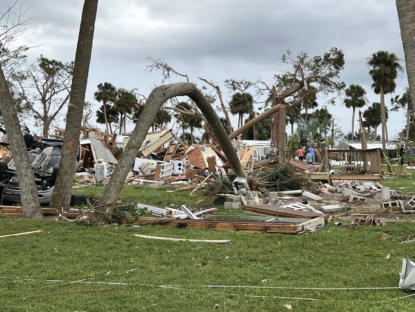 LAKEPORT -- Trees were bent and broken by tornadoes that hit the Lakeport area in Glades County on the afternoon of Oct. 9. [Photo by Katrina Elsken/Lake Okeechobee News]